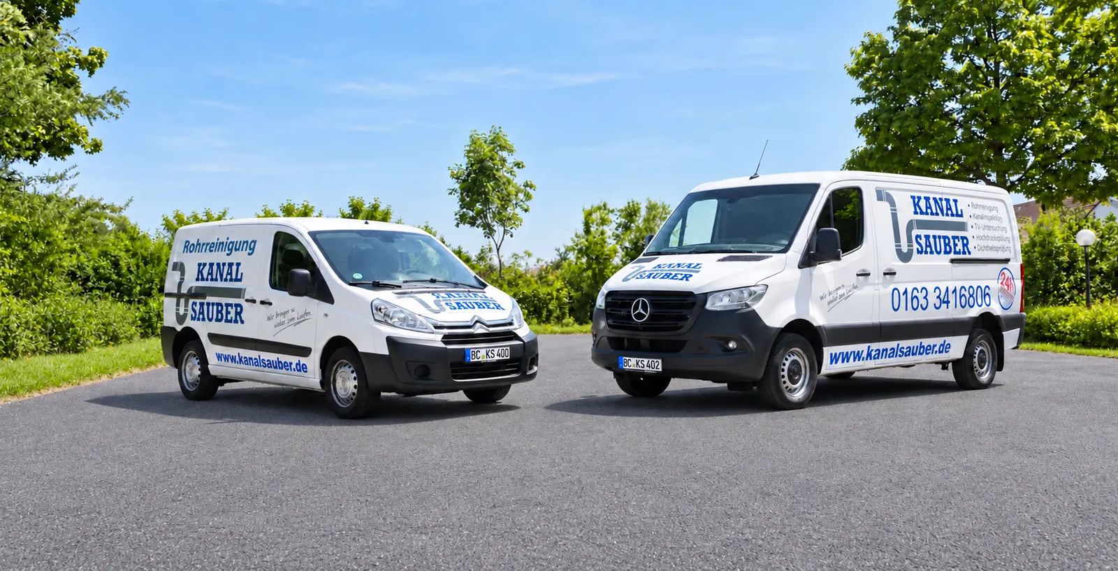 Die Servicefahrzeuge von Kanal Sauber